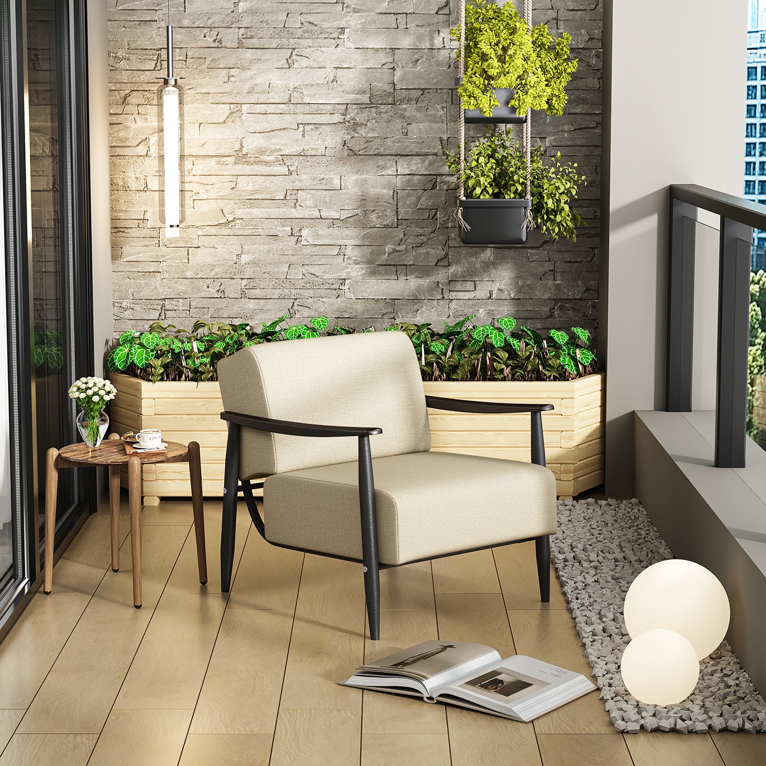 Sillón Individual de Pino Marrón Oscuro Spring