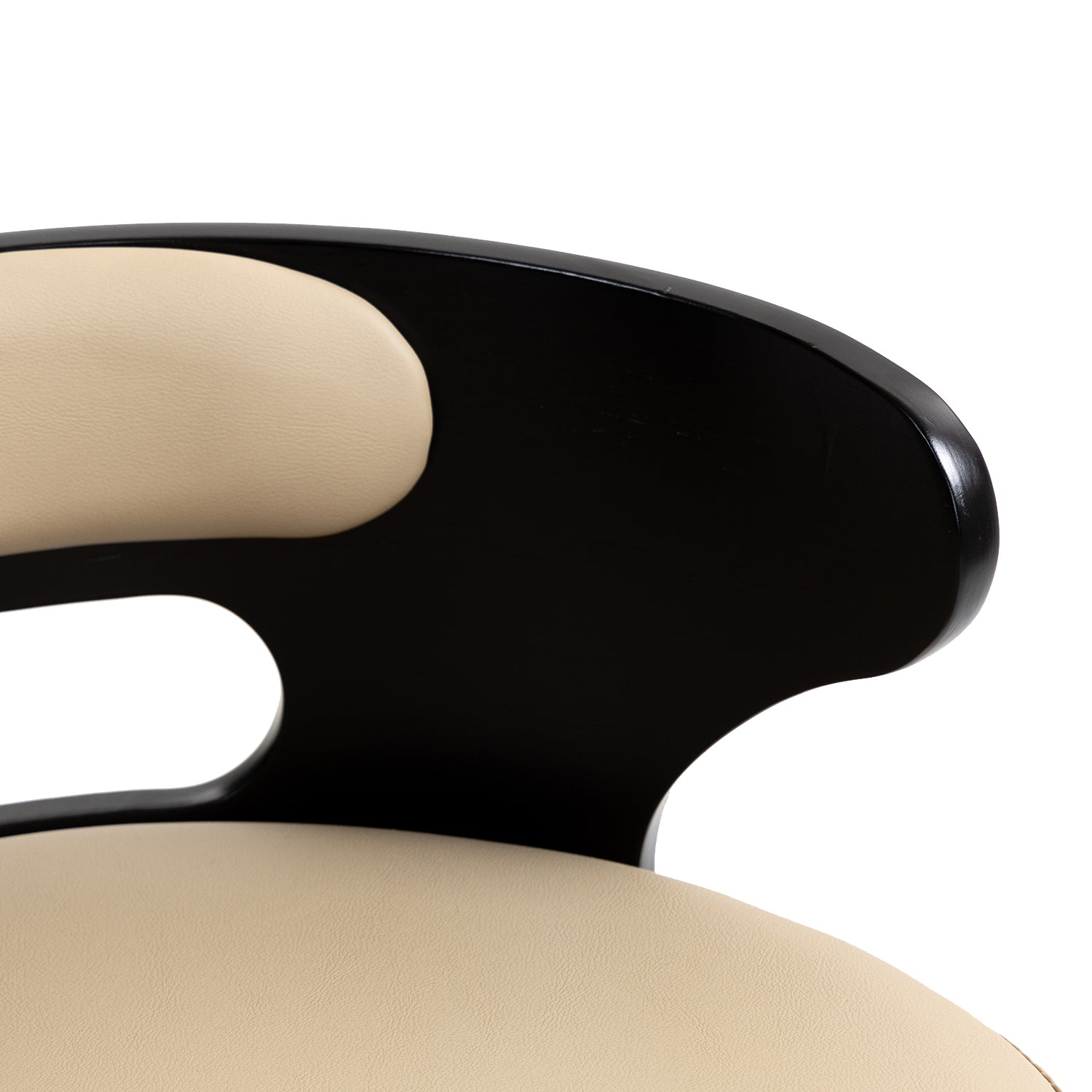 Juego de 2 Bancos de Barra Giratorios Respaldo Curvo de Madera en Negro y Beige para Cocina o Bar