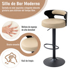 Juego de 2 Bancos de Barra Giratorios Respaldo Curvo de Madera en Negro y Beige para Cocina o Bar