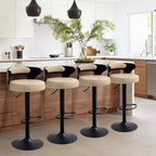 Juego de 2 Bancos de Barra Giratorios Respaldo Curvo de Madera en Negro y Beige para Cocina o Bar