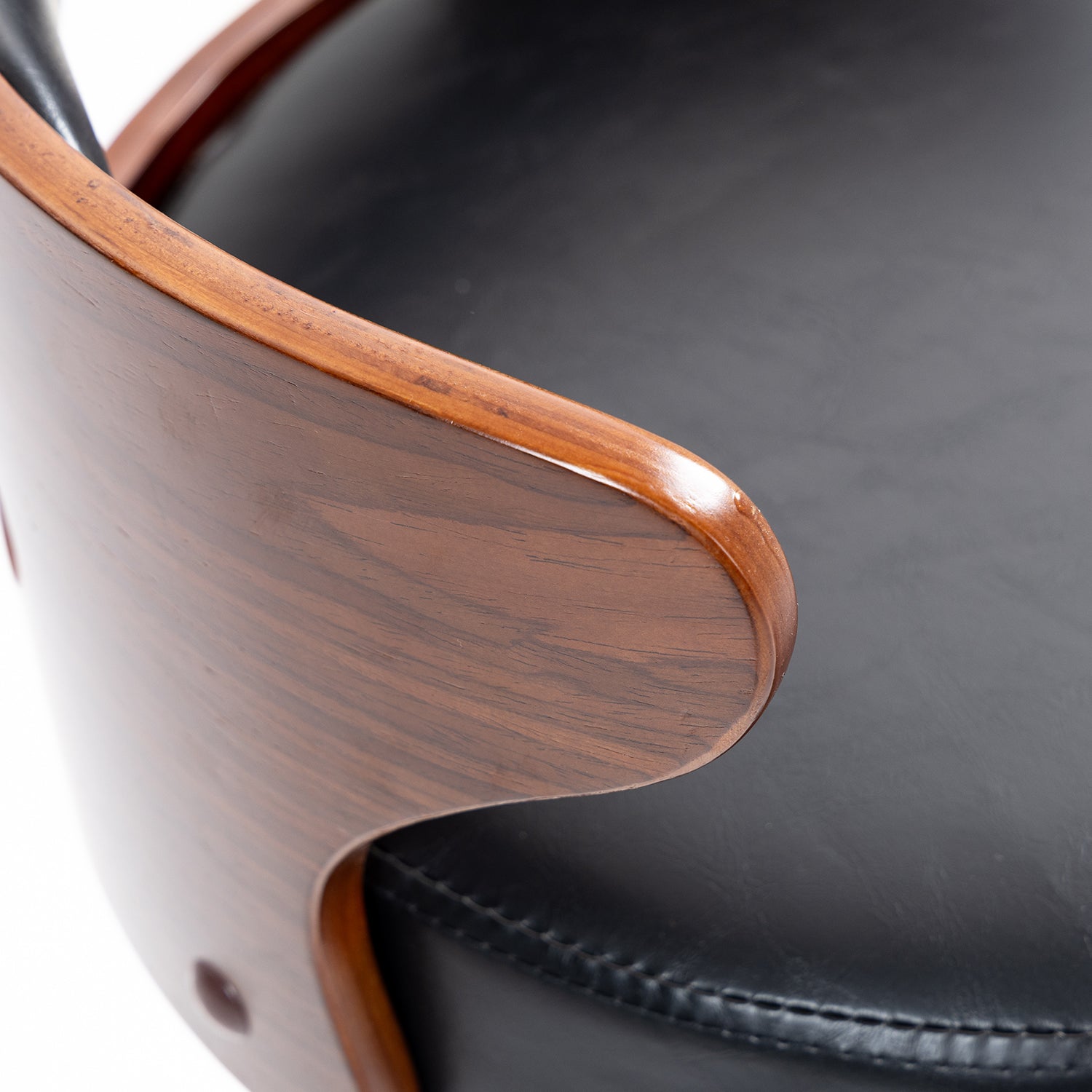 Juego de 2 Bancos de Barra Giratorios Respaldo Curvo de Madera en Negro y Nogal para Cocina o Bar