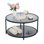 Mesa de centro redonda de cristal 80x80x42cm Gris
