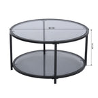 Mesa de centro redonda de cristal 80x80x42cm Gris
