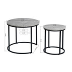 Juego de Mesa de Centro Redonda de 2 Piezas Gris