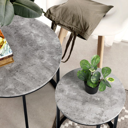 Juego de Mesa de Centro Redonda de 2 Piezas Gris