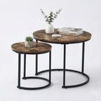 Set de 2 Mesas de Centro Redonda Marrón