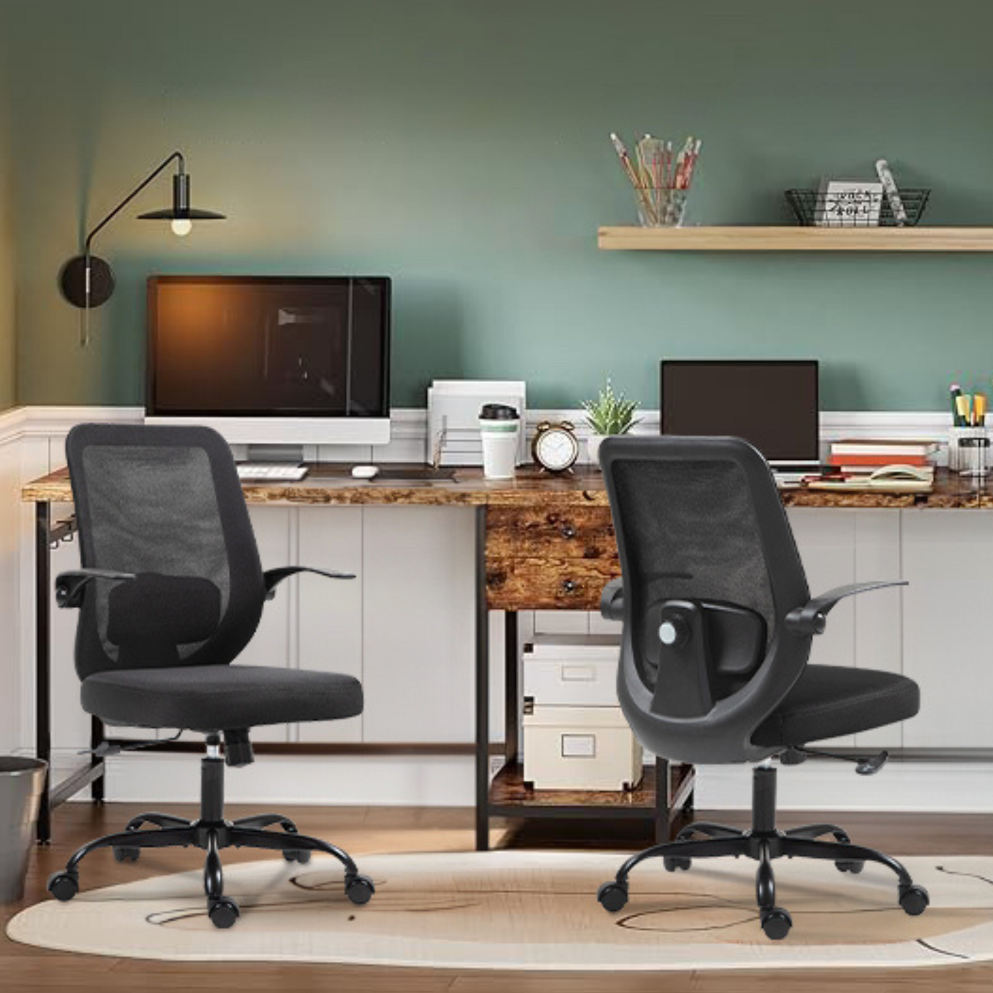 Silla de Oficina Giratoria Regulable en Altura y Lumbar Apta Negro