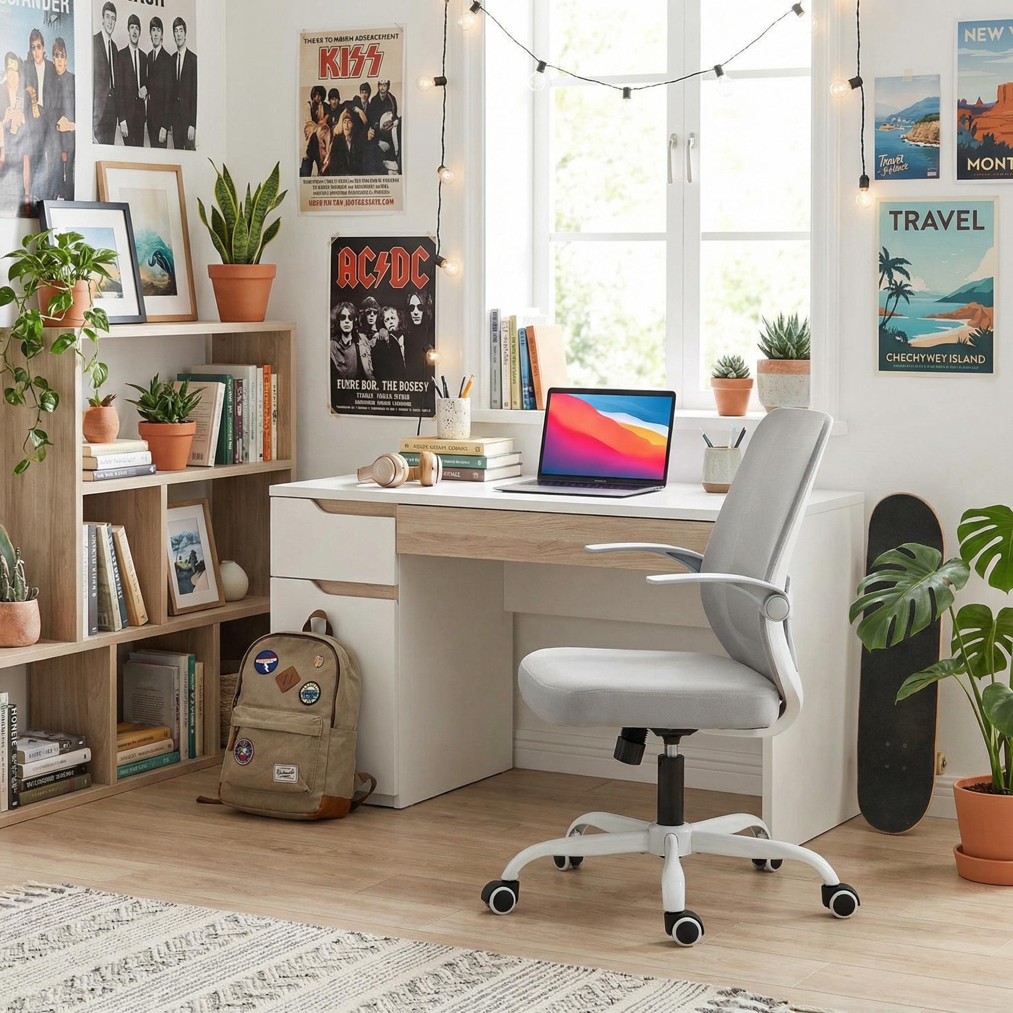 Silla de Oficina Giratoria Regulable en Altura y Lumbar Apta Gris