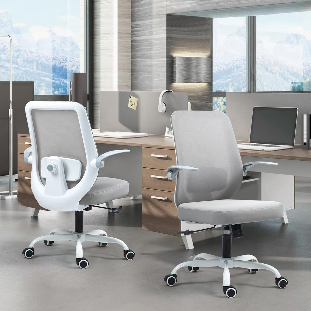 Silla de Oficina Giratoria Regulable en Altura y Lumbar Apta Gris