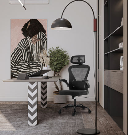 Silla de Oficina Ergonómica Giratoria Regulable con Reposabrazos Reposacabezas y Soporte Lumbar Apta Blanco