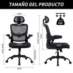 Silla de Oficina Ergonómica con Respaldo Alto Soporte Lumbar Ajustable Altura de Inclinación y Reposabrazos Negro