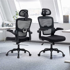 Silla de Oficina Ergonómica con Respaldo Alto Soporte Lumbar Ajustable Altura de Inclinación y Reposabrazos Negro