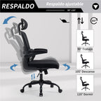 Silla de Oficina Ergonómica con Respaldo Alto Soporte Lumbar Ajustable Altura de Inclinación y Reposabrazos Negro