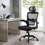 Silla de Oficina Ergonómica con Respaldo Alto Soporte Lumbar Ajustable Altura de Inclinación y Reposabrazos Negro