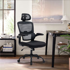Silla de Oficina Ergonómica con Respaldo Alto Soporte Lumbar Ajustable Altura de Inclinación y Reposabrazos Negro