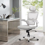 Silla de Oficina Ergonómica con Respaldo Alto Soporte Lumbar Ajustable Altura de Inclinación y Reposabrazos Gris