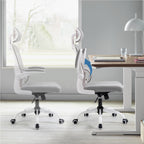 Silla de Oficina Ergonómica con Respaldo Alto Soporte Lumbar Ajustable Altura de Inclinación y Reposabrazos Gris