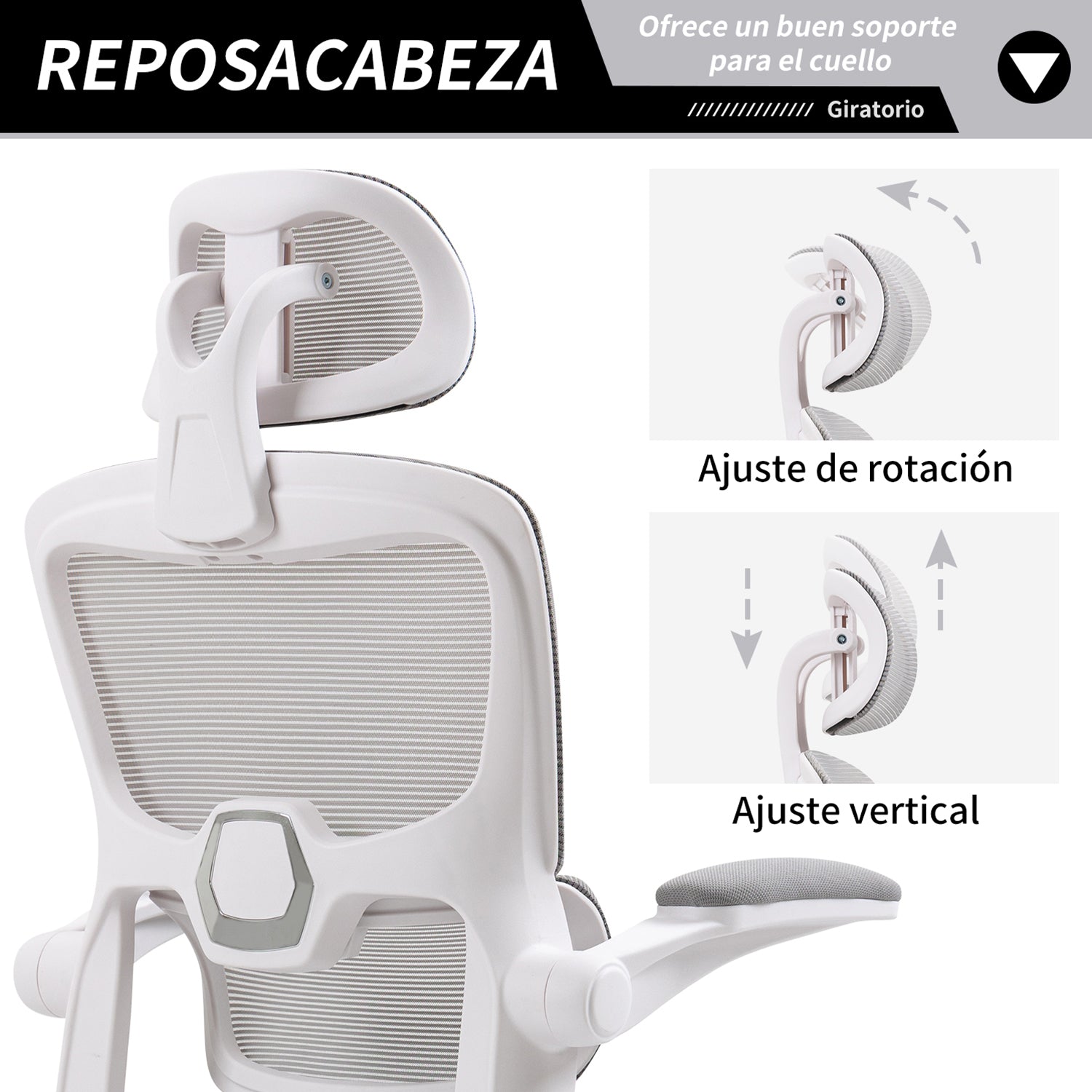 Silla de Oficina Ergonómica con Respaldo Alto Soporte Lumbar Ajustable Altura de Inclinación y Reposabrazos Gris