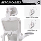Silla de Oficina Ergonómica con Respaldo Alto Soporte Lumbar Ajustable Altura de Inclinación y Reposabrazos Gris