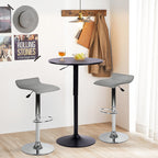 Mesa de Bar Redonda de 60 cm con Altura Ajustable y Base Cromada Giratoria Tubo Negro