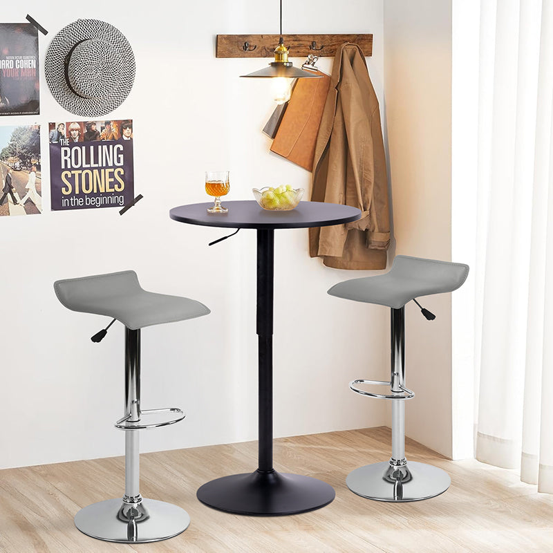 Juego de 2 Taburetes de Bar de Diseño Moderno Ajustables y Giratorios con Cojín de Asiento AerodináMico Gris