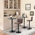 Mesa de Bar Redonda de 60 cm con Altura Ajustable y Base Cromada Giratoria Tubo Negro