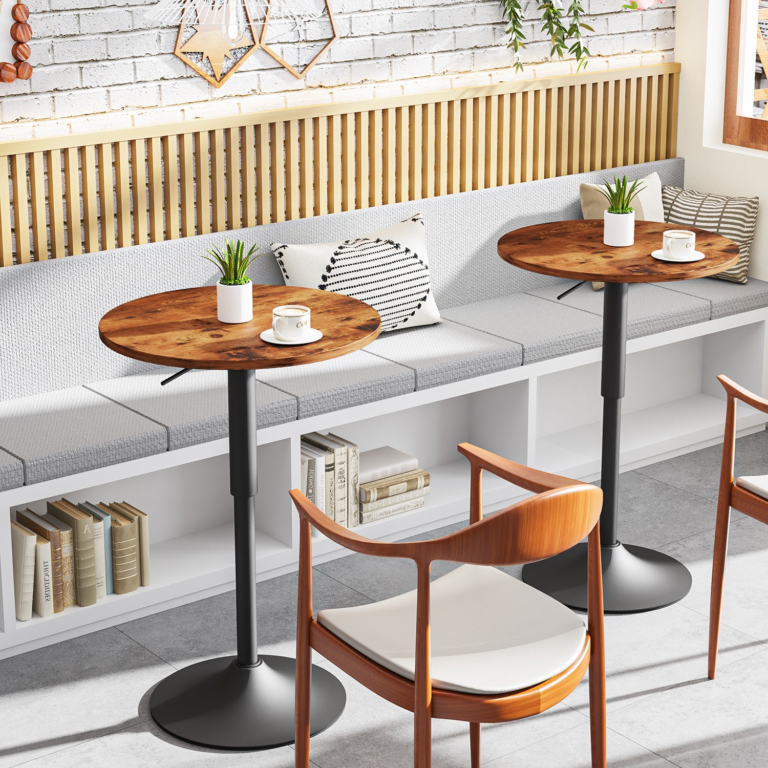 Mesa de Bar Redonda de 60 cm Altura Regulable (Vintage)