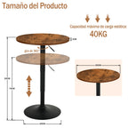 Mesa de Bar Redonda de 60 cm Altura Regulable (Vintage)