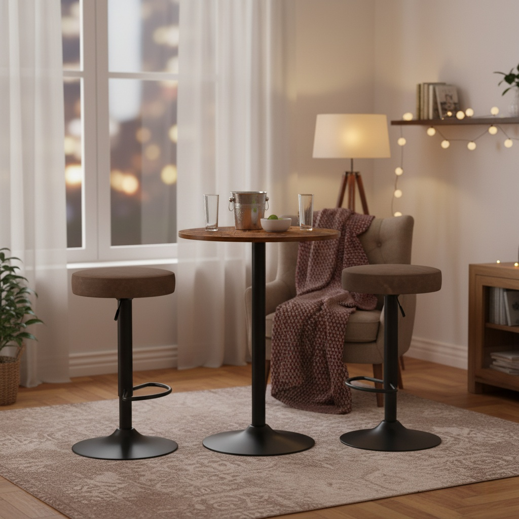 Conjunto de Mesa y Sillas de Bar Redondas Retro (Vintage)