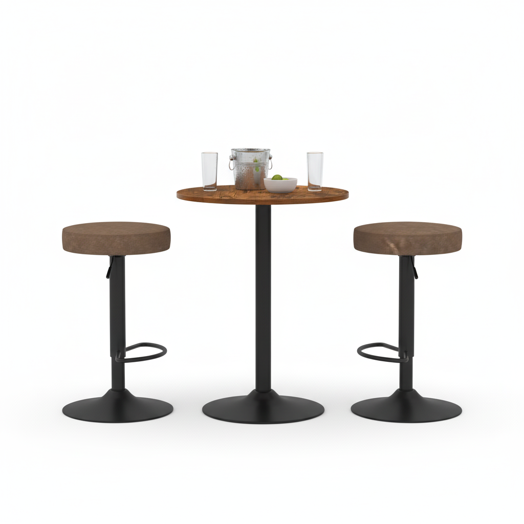 Conjunto de Mesa y Sillas de Bar Redondas Retro (Vintage)