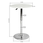 Mesa de Bar Redonda de 60 cm Altura Ajustable Rotación de 360° Base Cromada Blanco