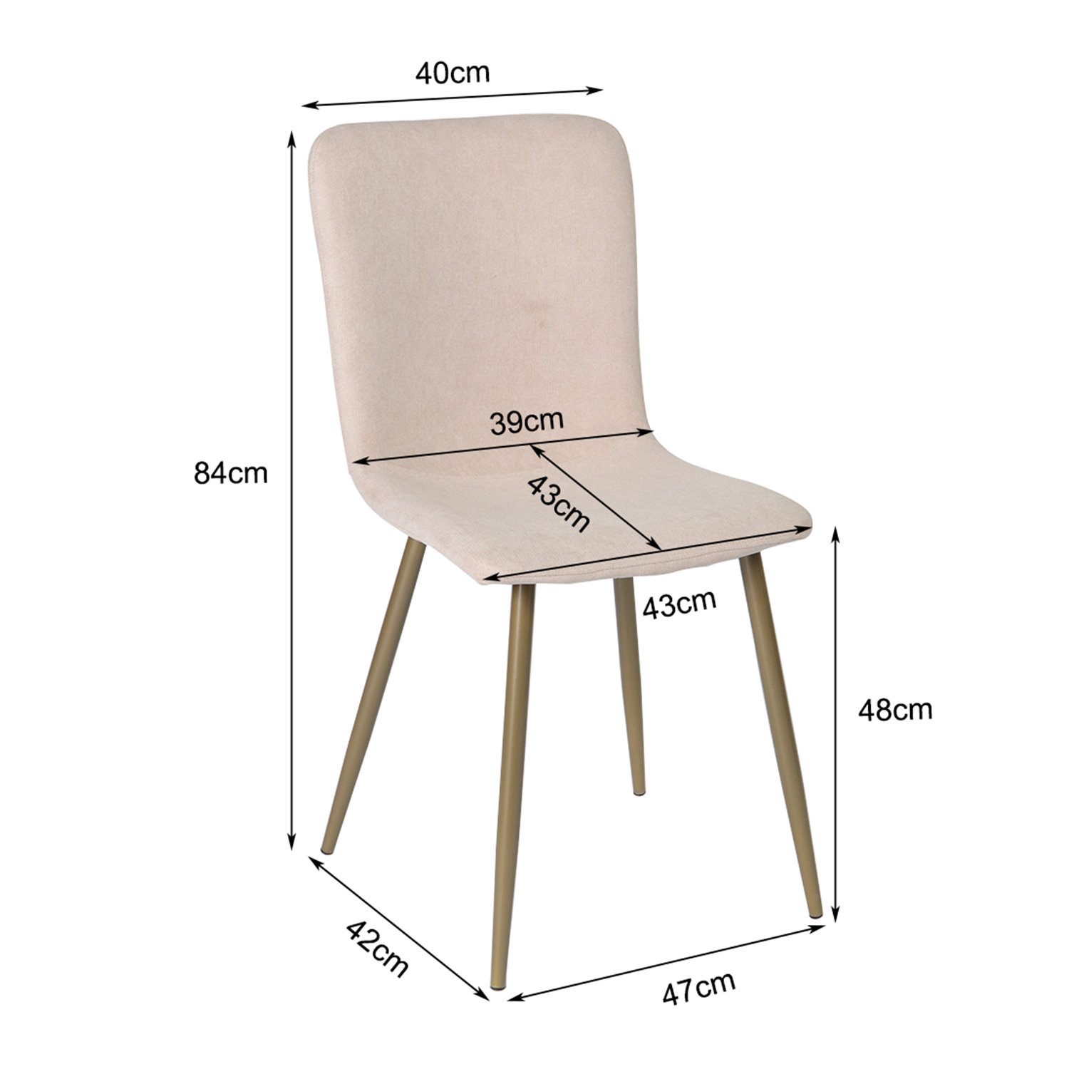 Sillas de Comedor de 4 Piezas Patas Doradas de Metal de Estilo Moderno Beige