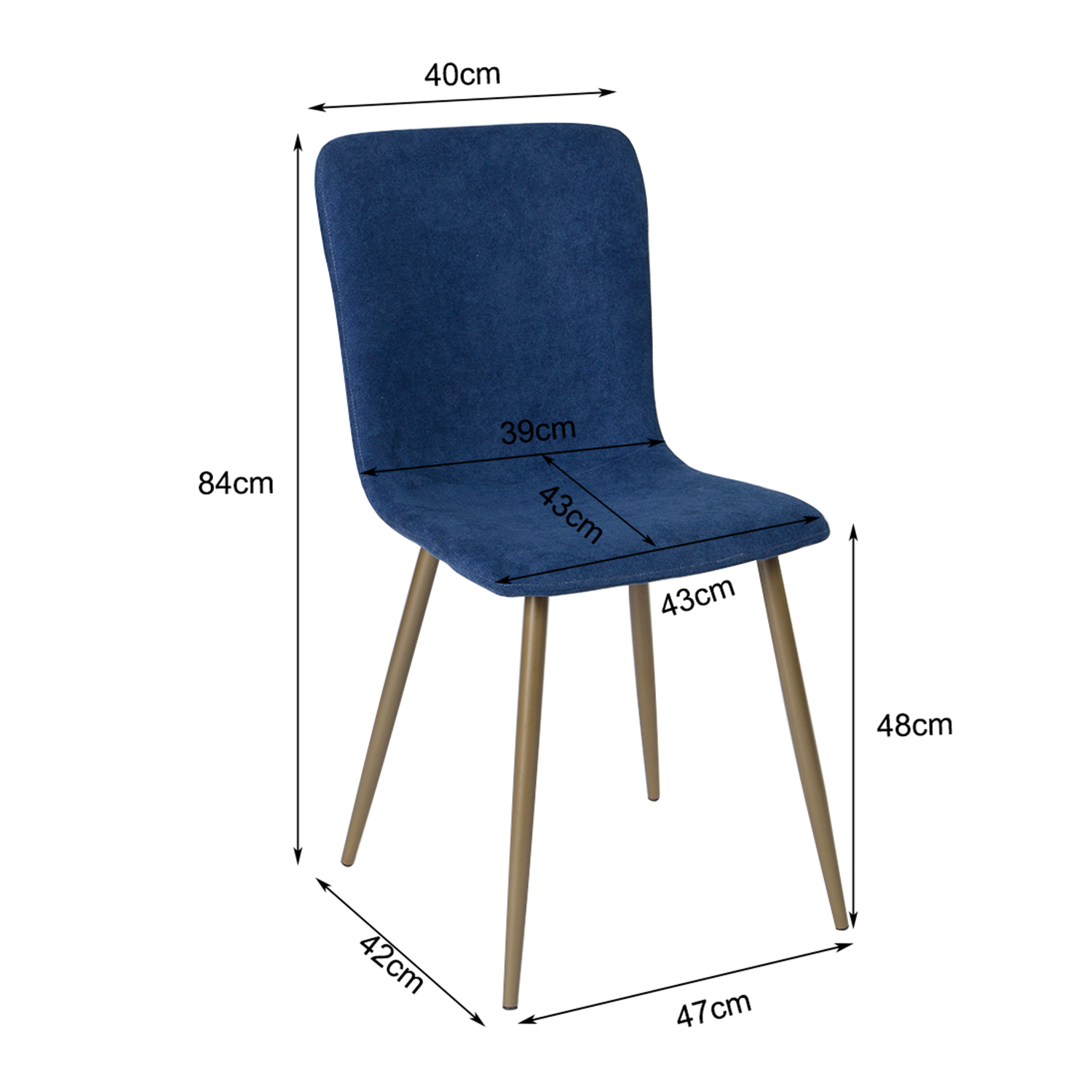 Sillas de Comedor de 4 Piezas Patas Doradas de Metal de Estilo Moderno Azul