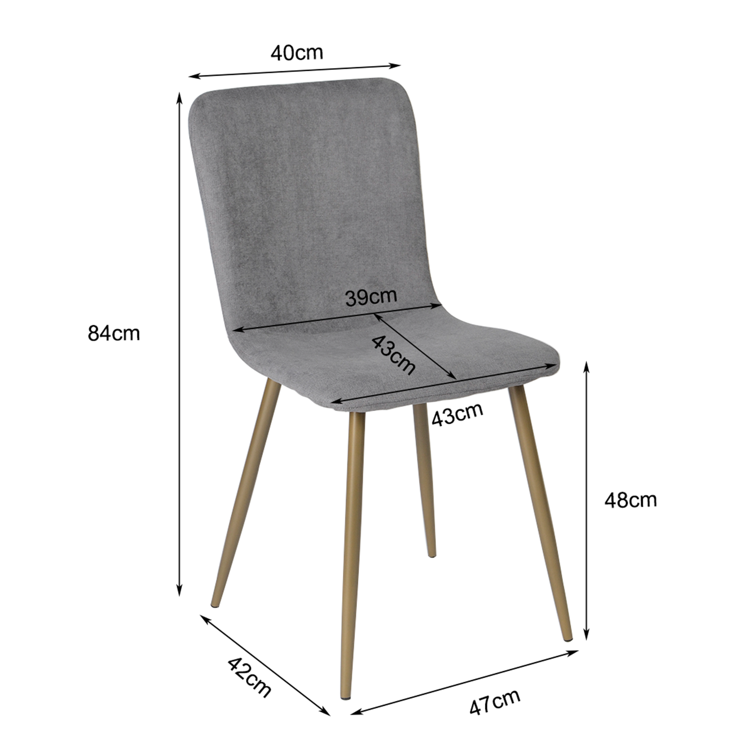 Juego de 4 Sillas de Comedor Modernas con Patas de Metal Gris