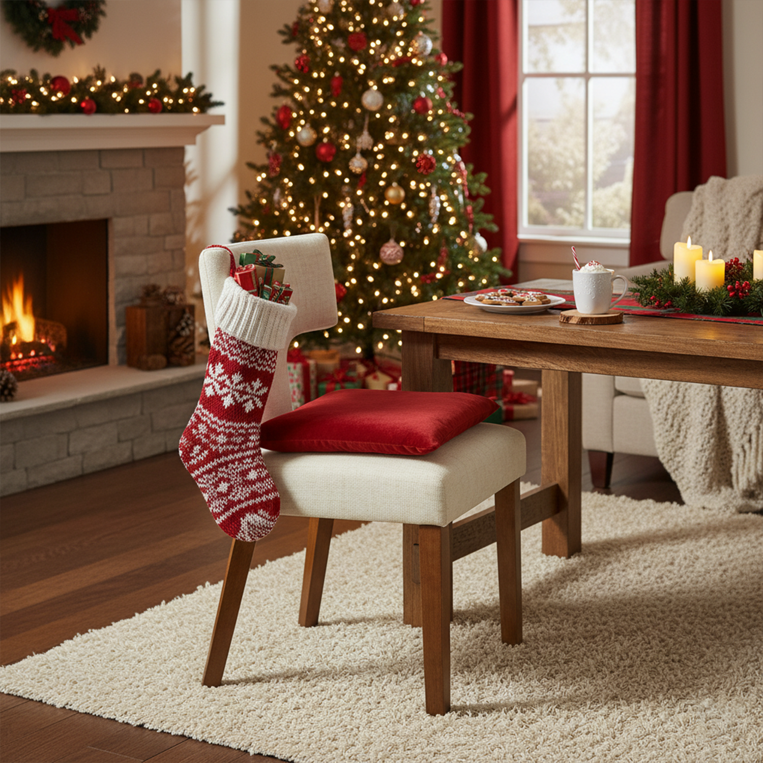 Silla de Comedor con Respaldo en T Estructura de Madera (Beige)