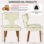 Silla de Comedor con Respaldo en T Estructura de Madera (Beige)