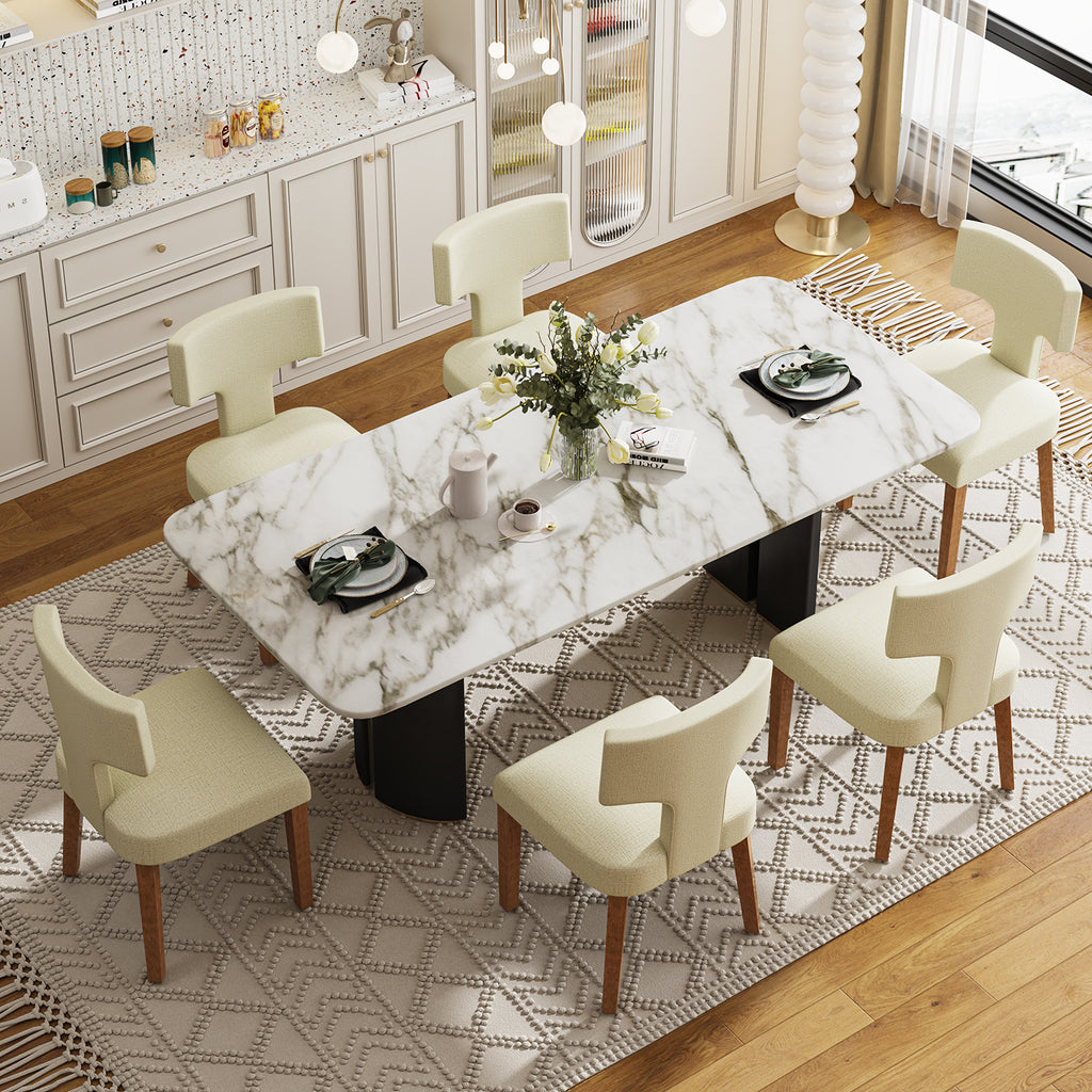 Silla de Comedor con Respaldo en T Estructura de Madera (Beige)