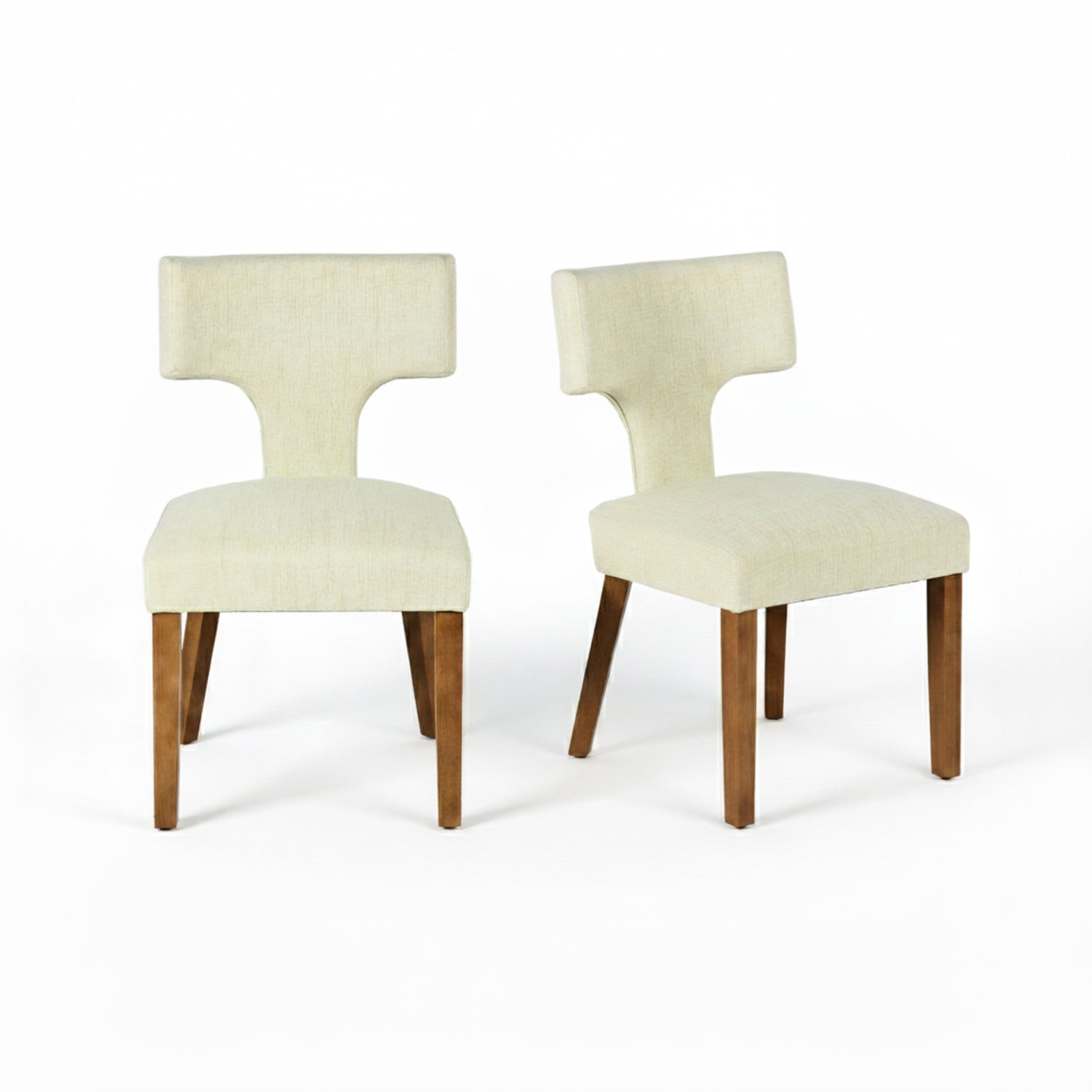 Silla de Comedor con Respaldo en T Estructura de Madera (Beige)