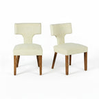 Silla de Comedor con Respaldo en T Estructura de Madera (Beige)