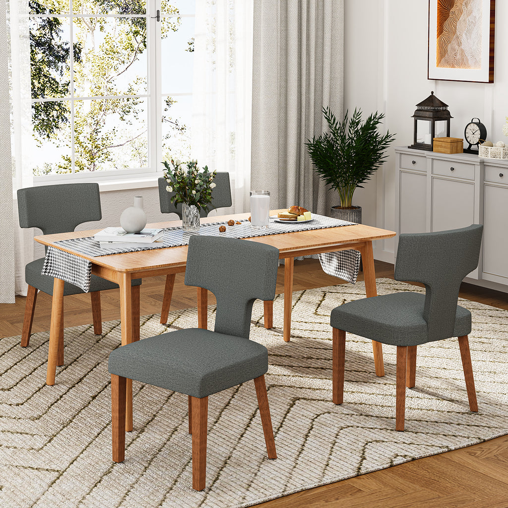 Silla de Comedor con Respaldo en T Estructura de Madera (Gris)