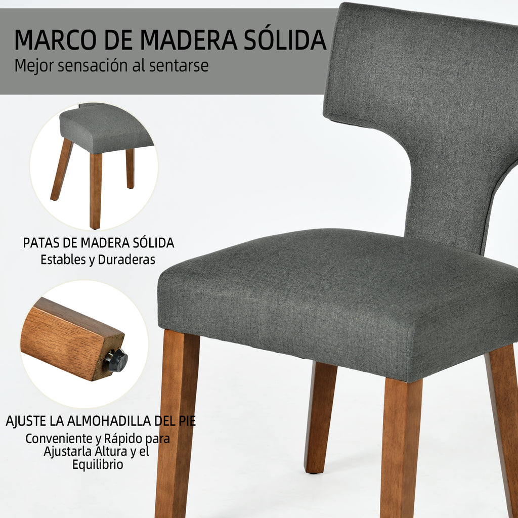 Silla de Comedor con Respaldo en T Estructura de Madera (Gris)