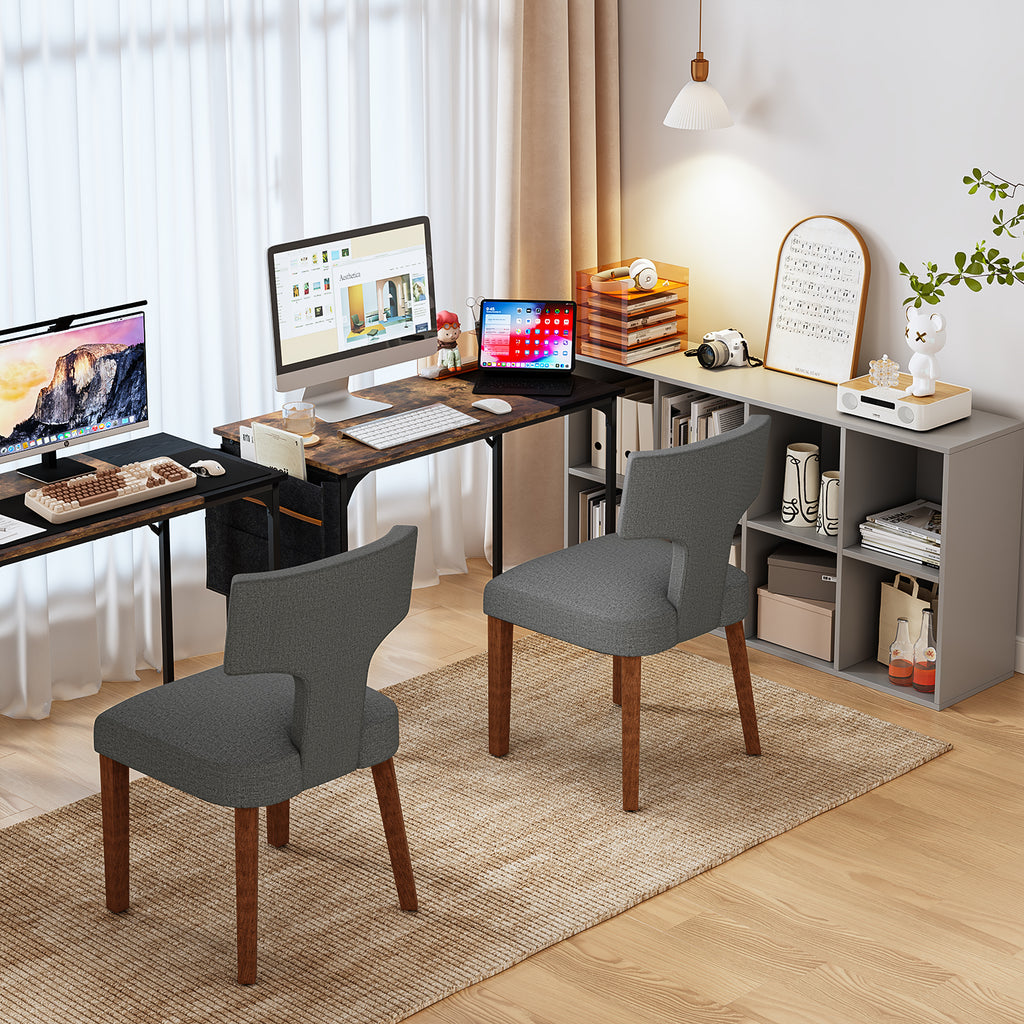 Silla de Comedor con Respaldo en T Estructura de Madera (Gris)