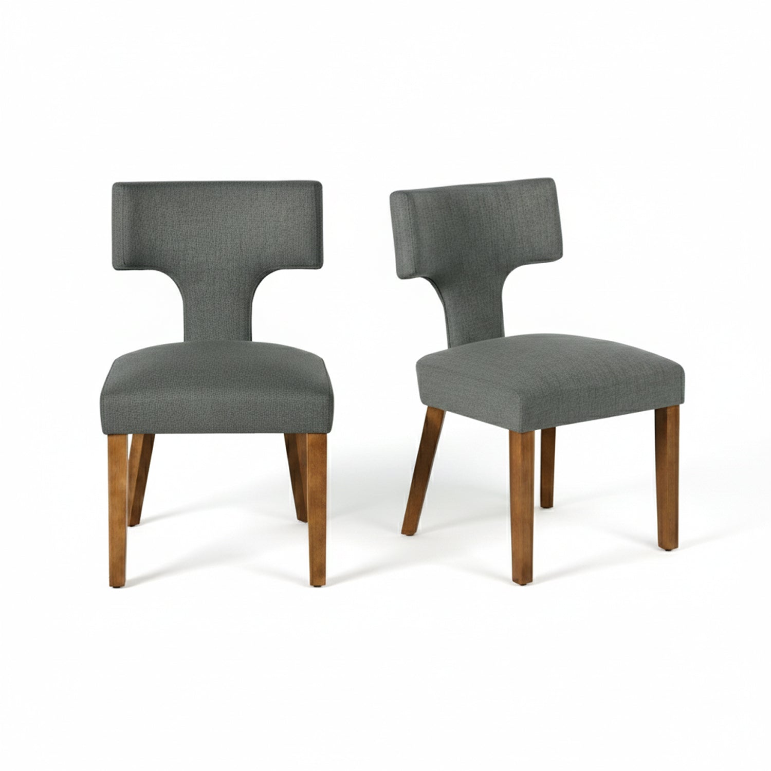 Silla de Comedor con Respaldo en T Estructura de Madera (Gris)