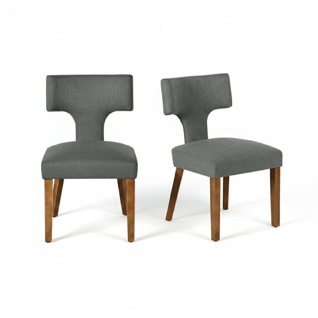 Silla de Comedor con Respaldo en T Estructura de Madera (Gris)