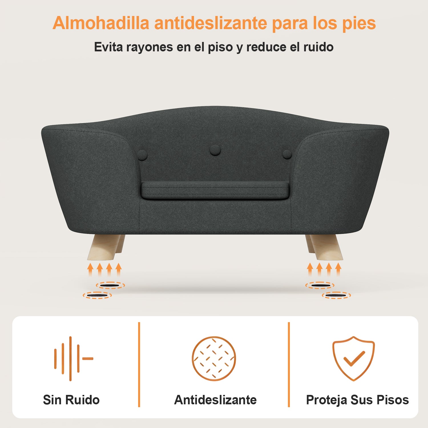 Sofá para Mascotas de Diseño Curvo (Gris)