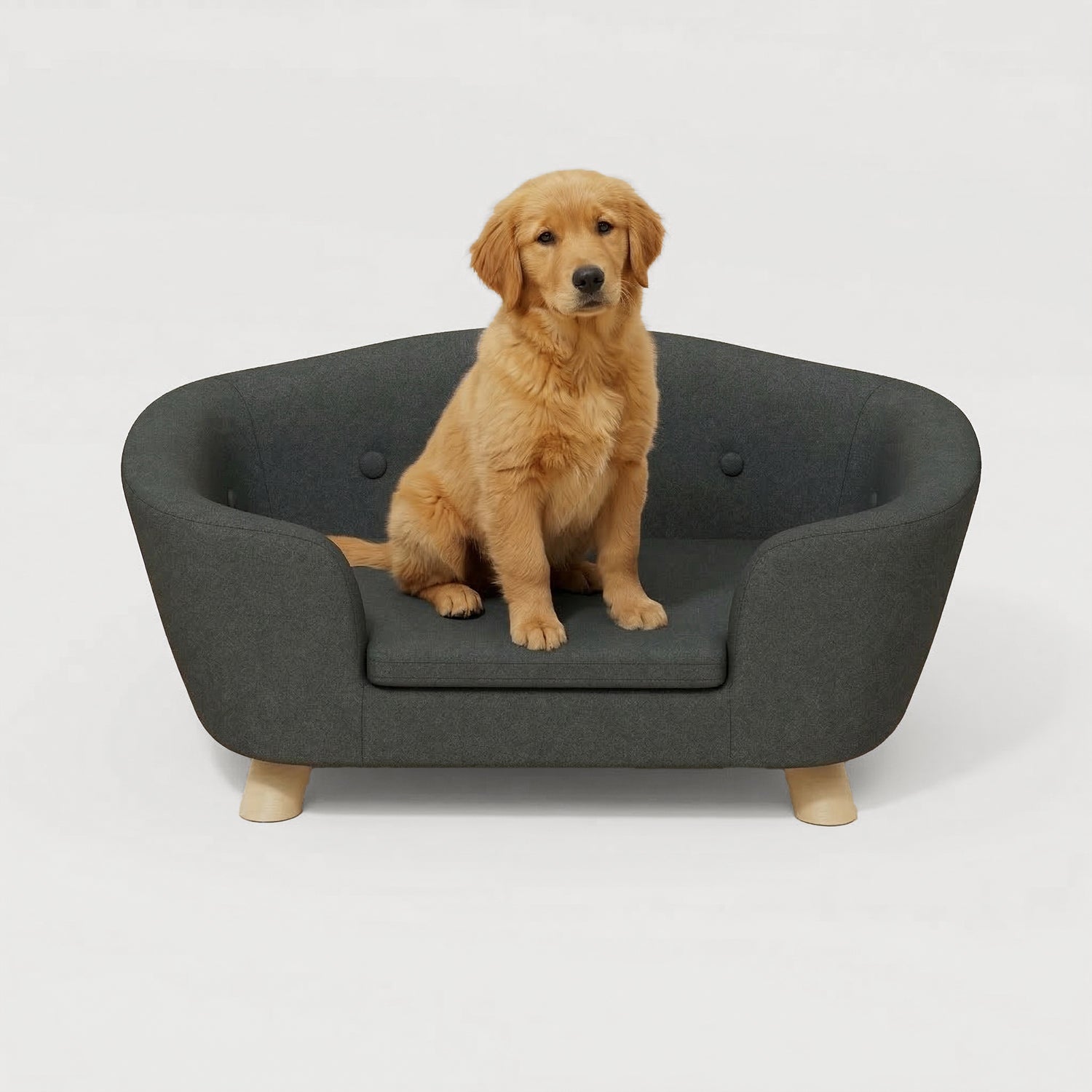 Sofá para Mascotas de Diseño Curvo (Gris)