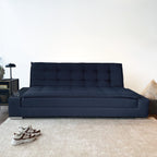Sofá Cama Matrimonial Multifunción cojín de Respaldo Reversible  Sofá Cama Convertible 2 Portavasos Azul