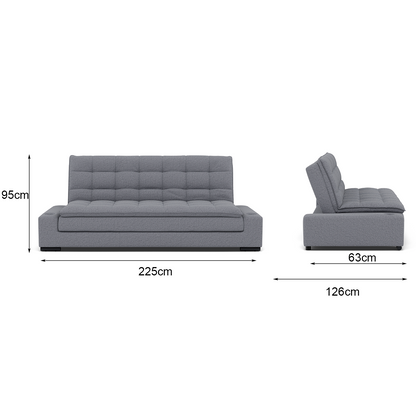 Sofá Cama Matrimonial Multifunción cojín de Respaldo Reversible  Sofá Cama Convertible 2 Portavasos Gris
