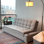 Sofá Cama Matrimonial Multifunción cojín de Respaldo Reversible  Sofá Cama Convertible 2 Portavasos Gris