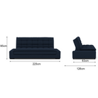 Sofá Cama Matrimonial Multifunción cojín de Respaldo Reversible  Sofá Cama Convertible 2 Portavasos Azul